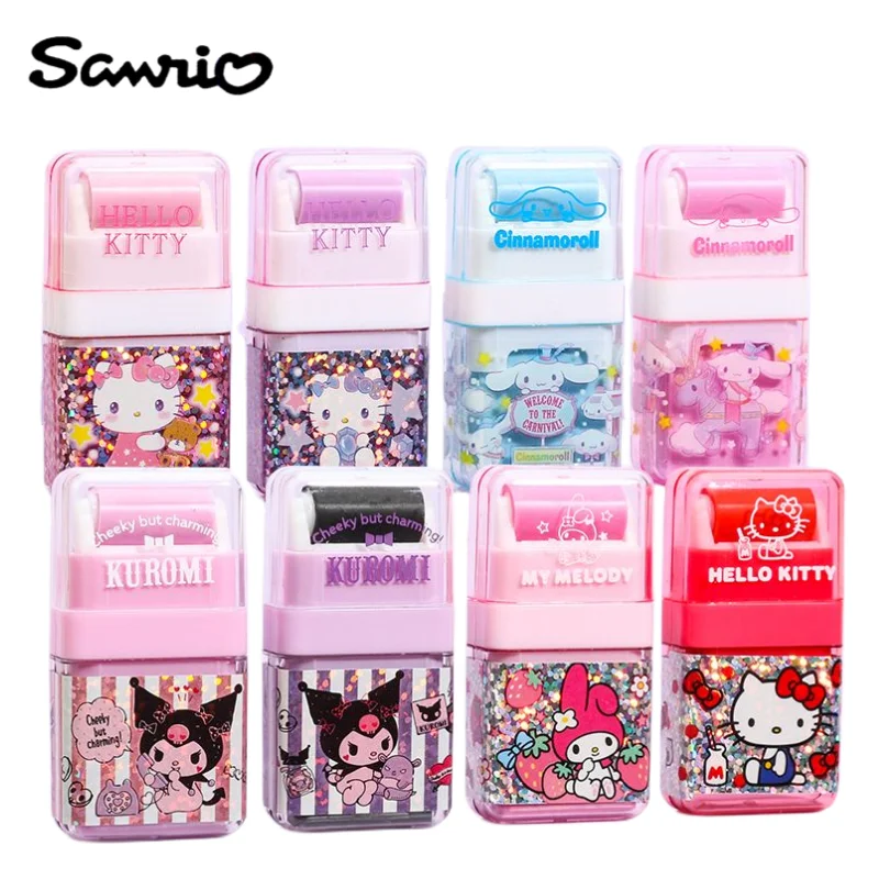 

Hello Kitty Kuromi Cinnamoroll My Melody Kawaii Anime Cartoon Roller Eraser Elementary School Students Learning Stationery