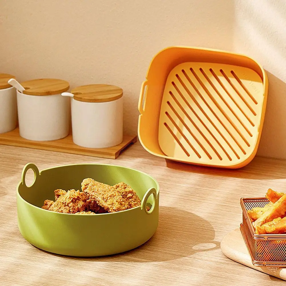 

Silicone Air Fryers Oven Baking Tray Fried Chicken 19CM Basket Replacement Pot Grill AirFryer Kit Mat Pan Round Accessories R1K6