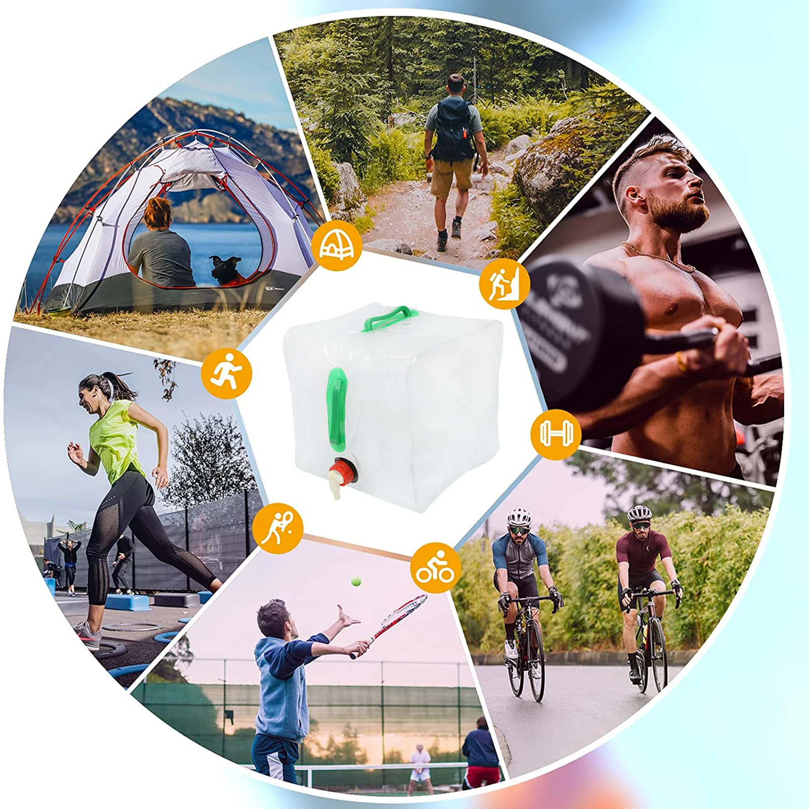 

Outdoor Water Carrier Portable Car Emergency Water Container for Camping Storage Bag Camping Portable Bucket