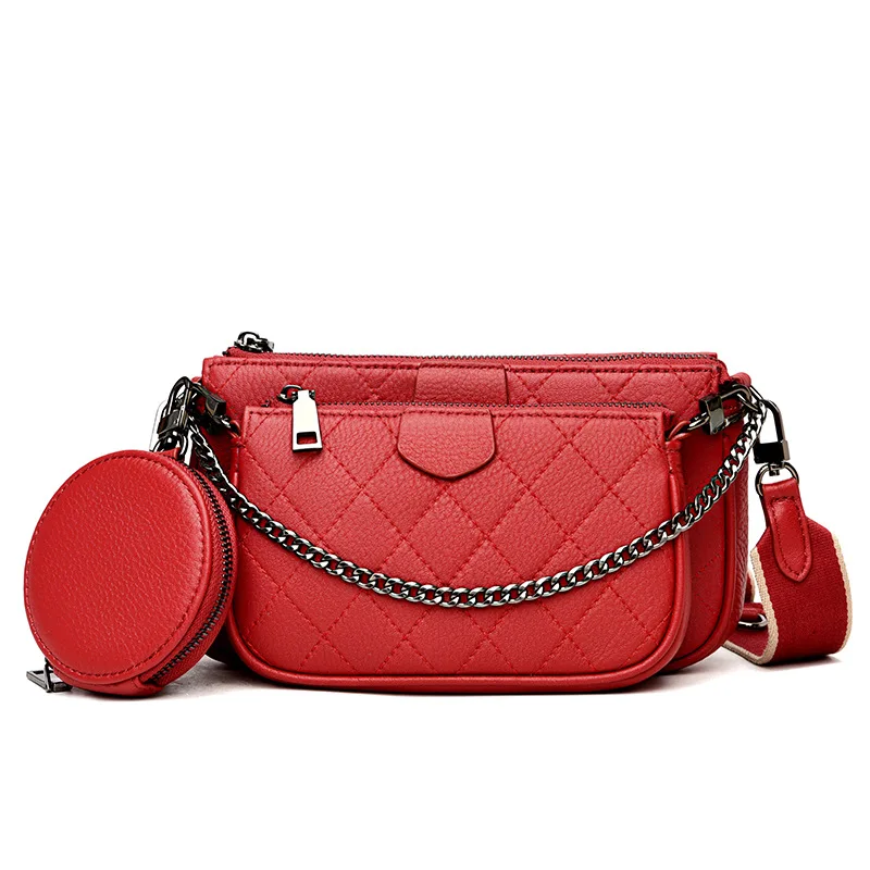 

Женская сумка-мессенджер на плечо, дизайнерская сумка-клатч 3 в 1 с цепочкой, Женский кошелек из натуральной кожи