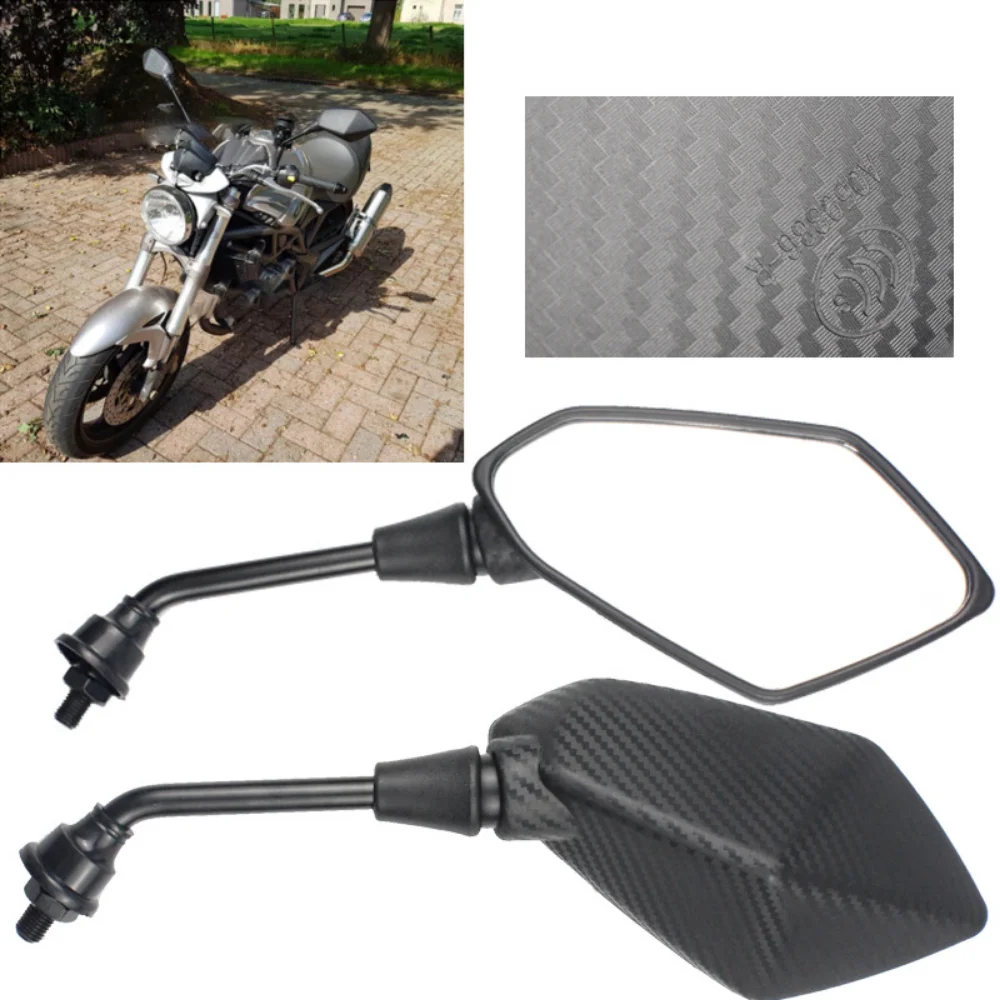

2PCS Motorcycle Rearview Mirror 8mm 10mm Electric Dirt Pit Bike Motorbike Carbon Fiber Moto Equipments Modified Part Accessories