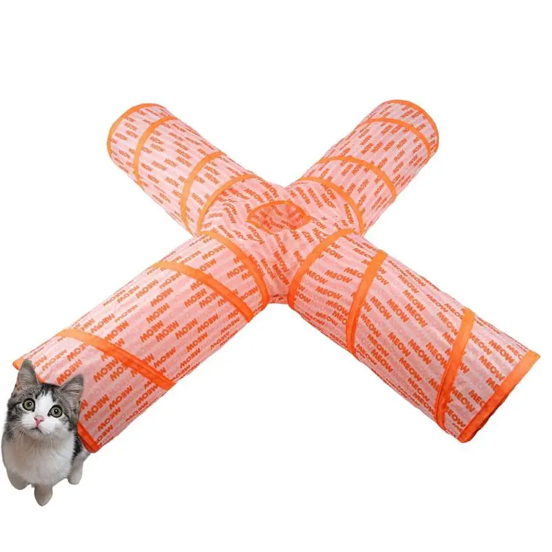 

Cat Tunnel Toy Foldable Cat Enrichment Quality Four Channels Cat Pet Tunnel Bored Pet Toys Peek Hole Toy Ball For Pets Dogs Cats