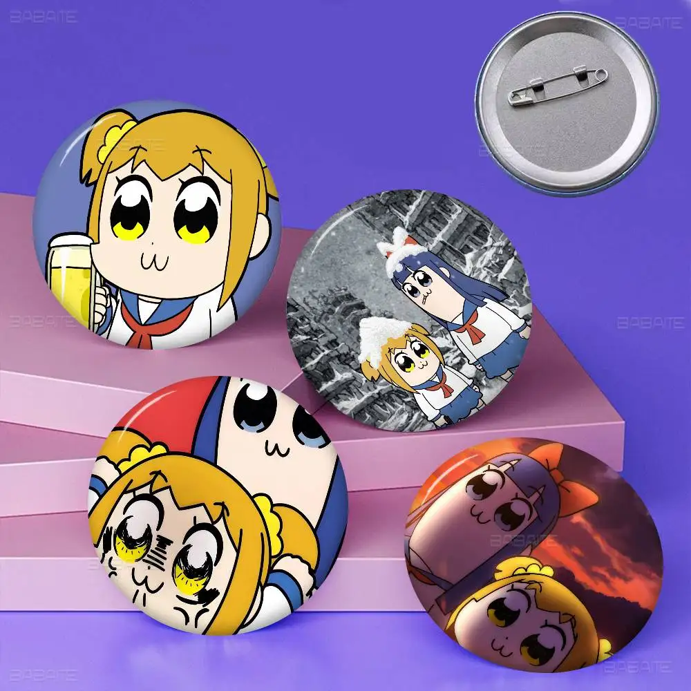 Фото Значок Pop Team Epic с мягкой кнопкой, ярким принтом, идеальный подарок для друзей, значок на воротник, брошь, значок на лацкан, металлический. №2