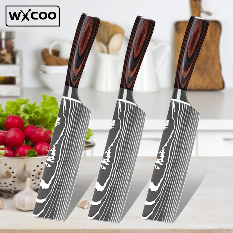 Кухонное мясо искусственный дамасский нож из нержавеющей стали для резки