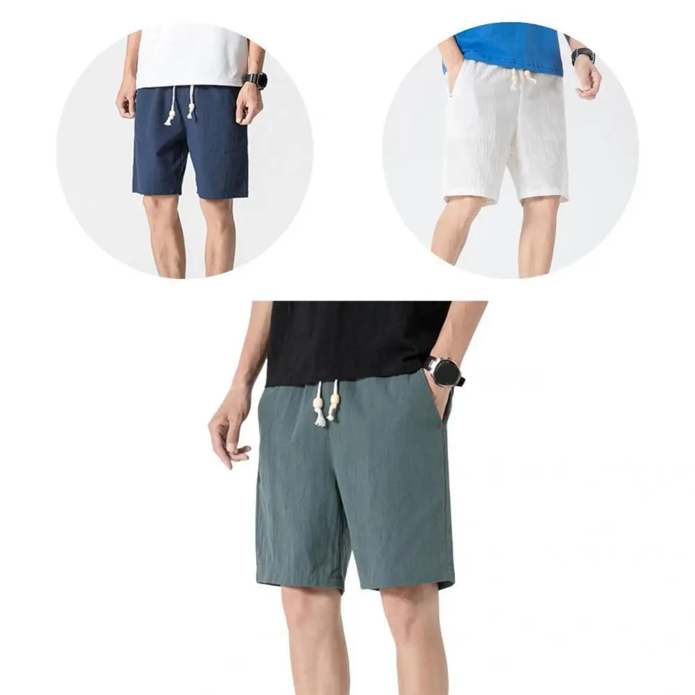 

Energetic Trendy Leisure Men Pants Deep Crotch Shorts Solid Color for School