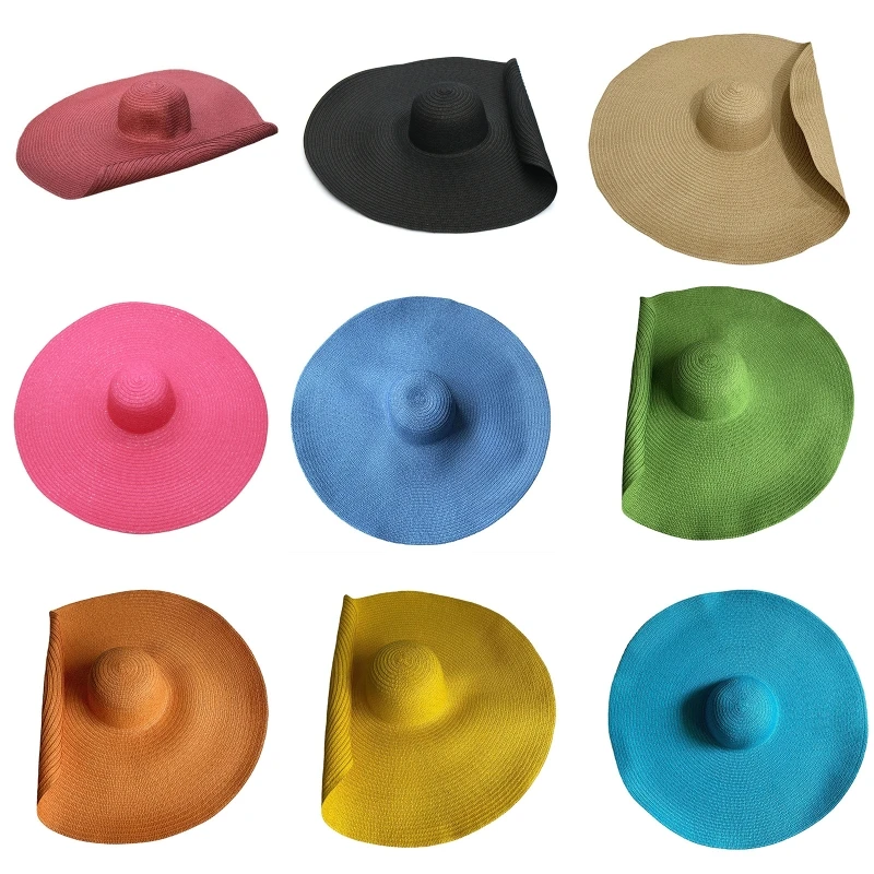 

Fashion Oversized Straw Hat Summer Sun Hat Wide Brim Beach Visor Hat All-match for Outdoor Activities Camping Running