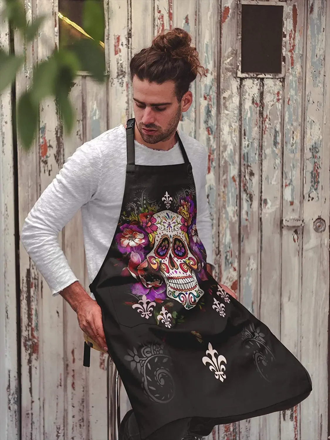 Фото Sweet Mexico Halloween Sugar Skull Cooking Apron 3D Print Chef Aprons for Home Kitchen Black Kitchen Aprons One Size №4