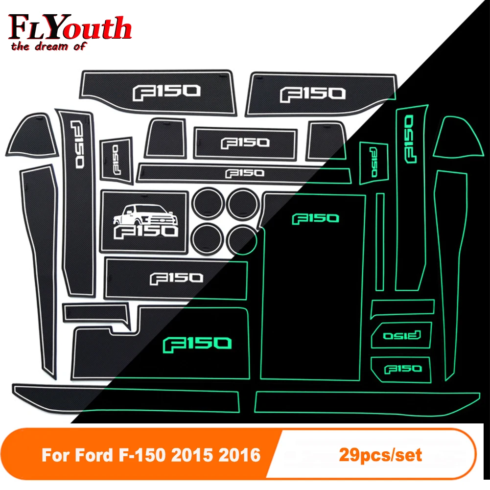 

29Pcs/Set Car Door Groove Mat For Ford F-150 2015 2016 Auto Anti-Slip Cup Mat Non Slip Door Gate Pad Car Accessories