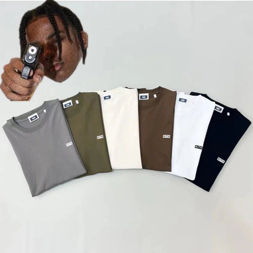 

Vintage Flocked Box Logo KITH T-shirt Men Women Oversized T Shirt Tee Tops Short Sleeve