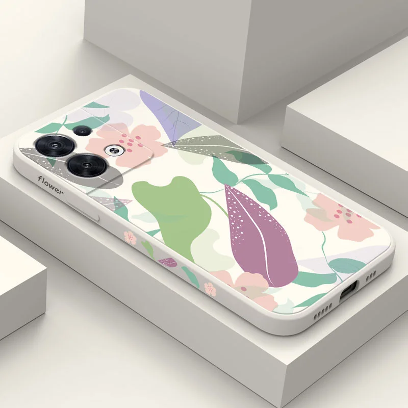 

Leaf Flowers Phone Case For OPPO Reno 8 8T 8Z 7 7Z 6 5 F19 F9 Pro 4G 5G Liquid Silicone Cover