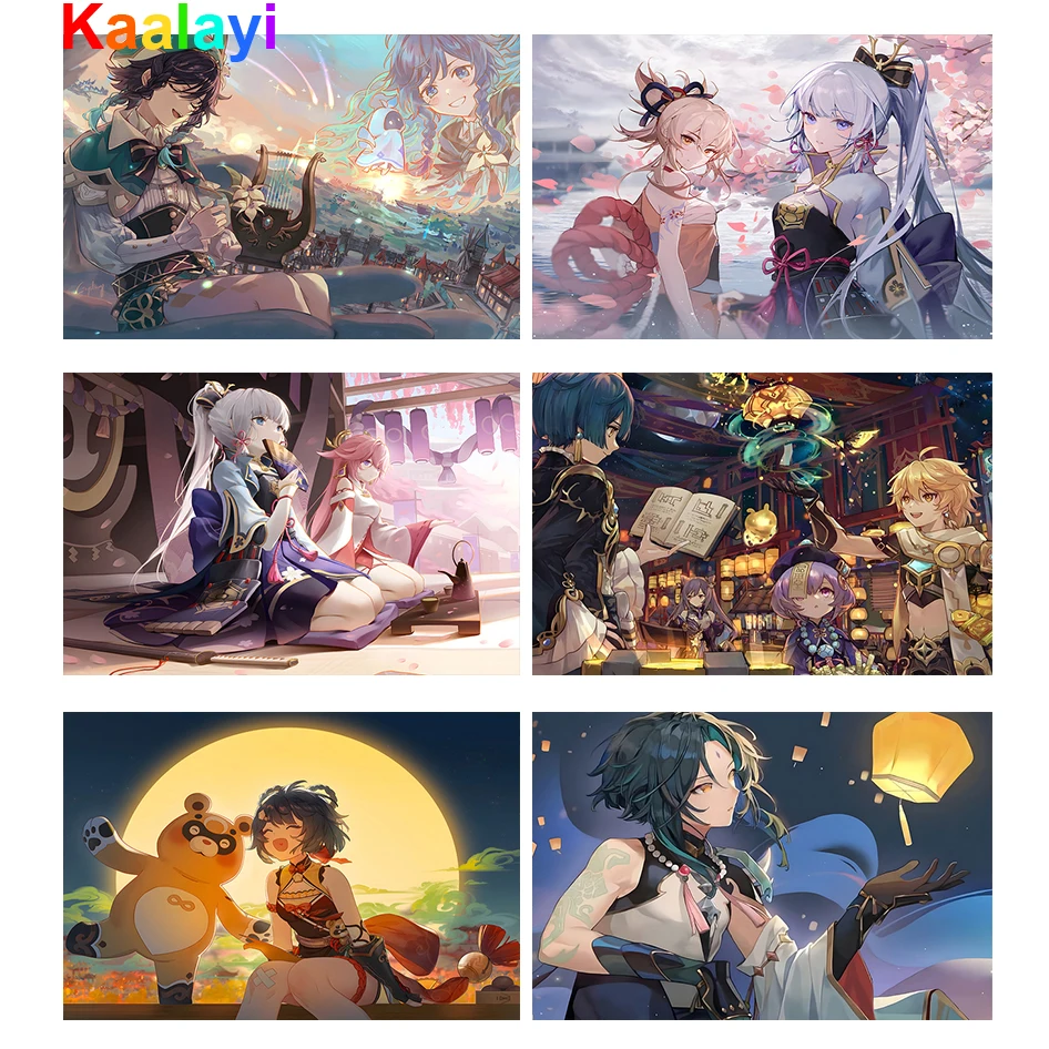 

Аниме игра Genshin ударная алмазная живопись Полная работа своими руками Алмазная мозаика вышивка крестиком набор для домашнего декора подарки MK115