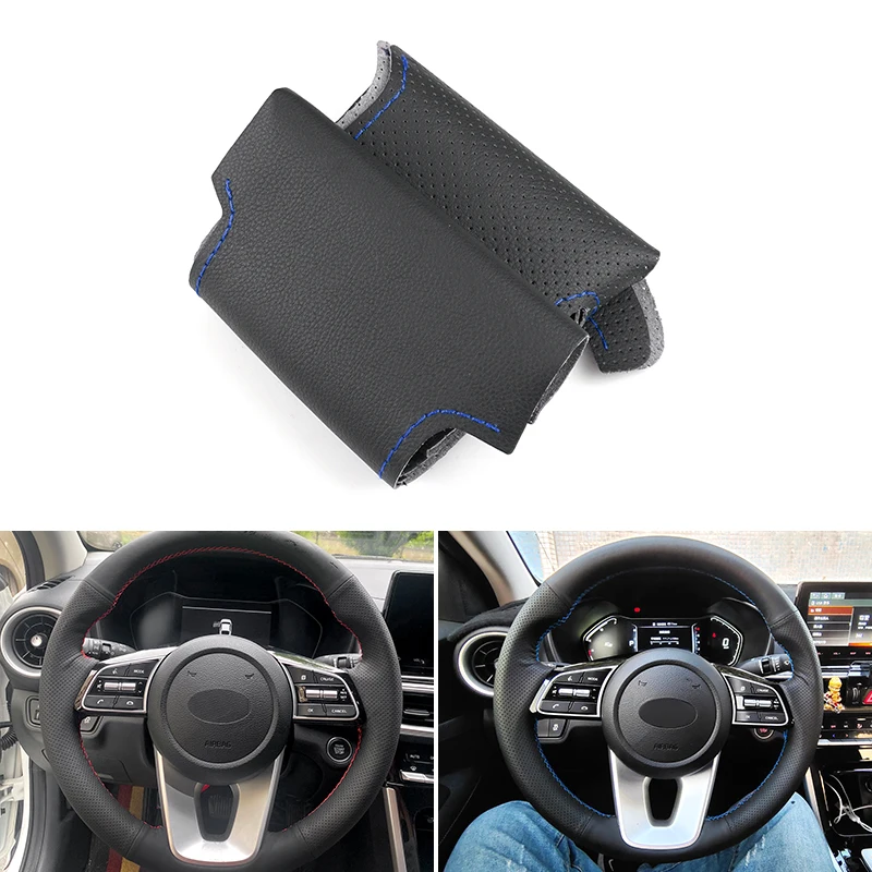 

Hand-stitched Car-styling Interior Steering Wheel Braid Perforated Leather Cover For Kia Forte s 2019 For KIA Optima 2018 2019