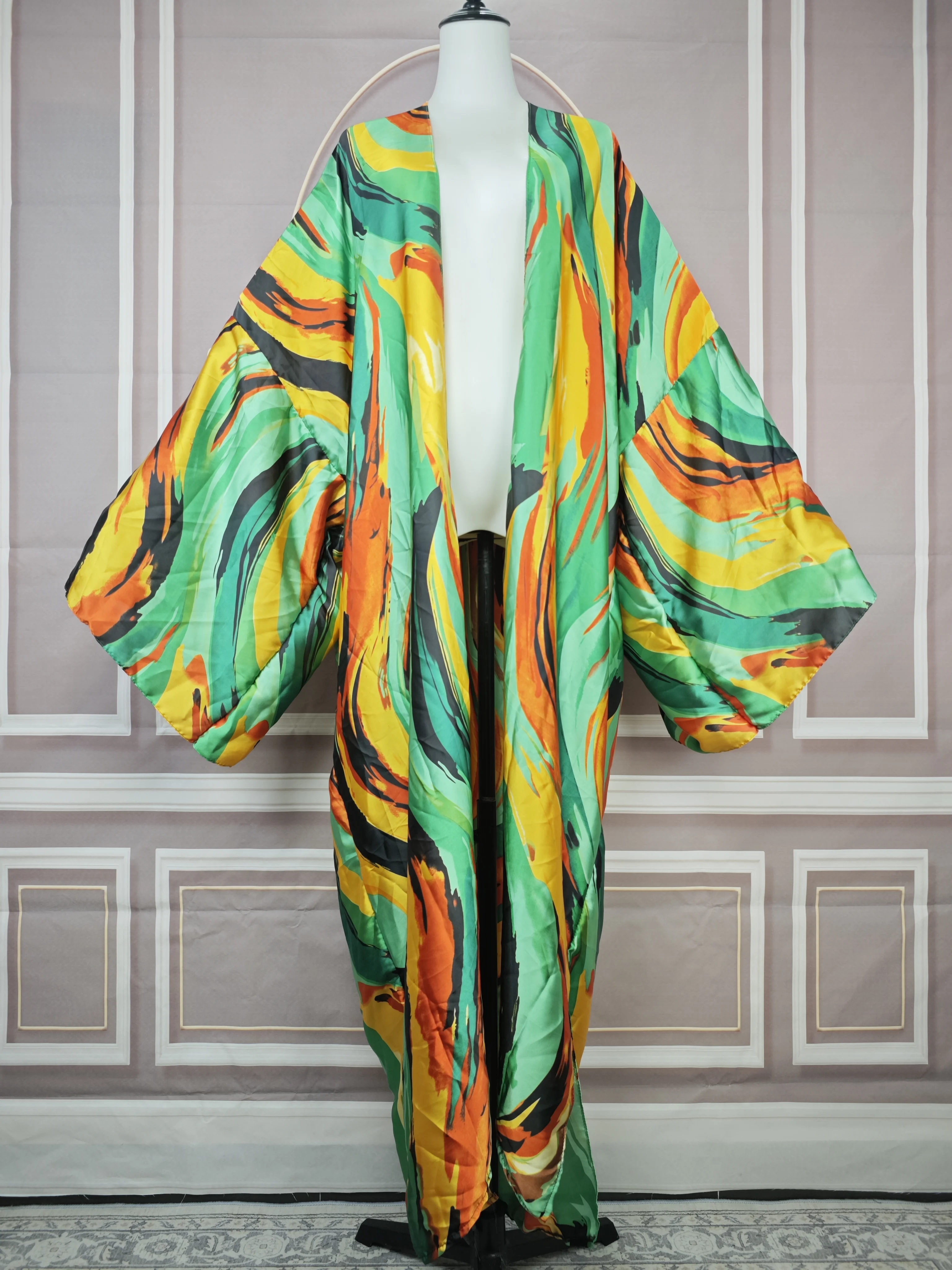 Африканские женские летние модные шелковые свободные кардиганы с принтом