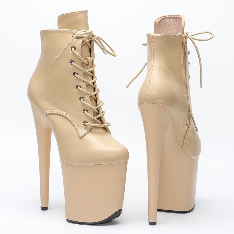 Leecabe 20CM/8inches  Matte PU upper Pole dancing shoes High Heel platform Boots Pole Dance boots