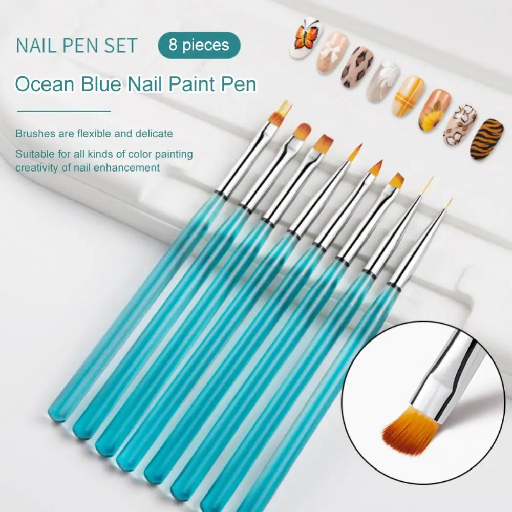 

Blue Tea Color Nail Art Pen Manicure Brush Nail Pattern Design Gel Nail Polish Drawing Painting Pen Line Painting Pen Acrylic
