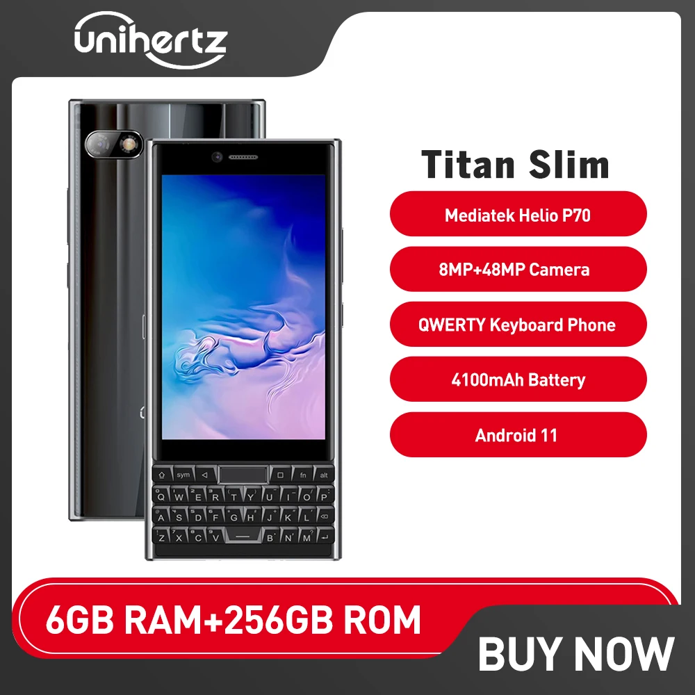 Unihertz TITAN SLIM Smartphone 6GB 256GB 8MP 48MP Android Qwerty Keyboard Touch Screen Cellphone 4100mAh NFC Mobile Phone