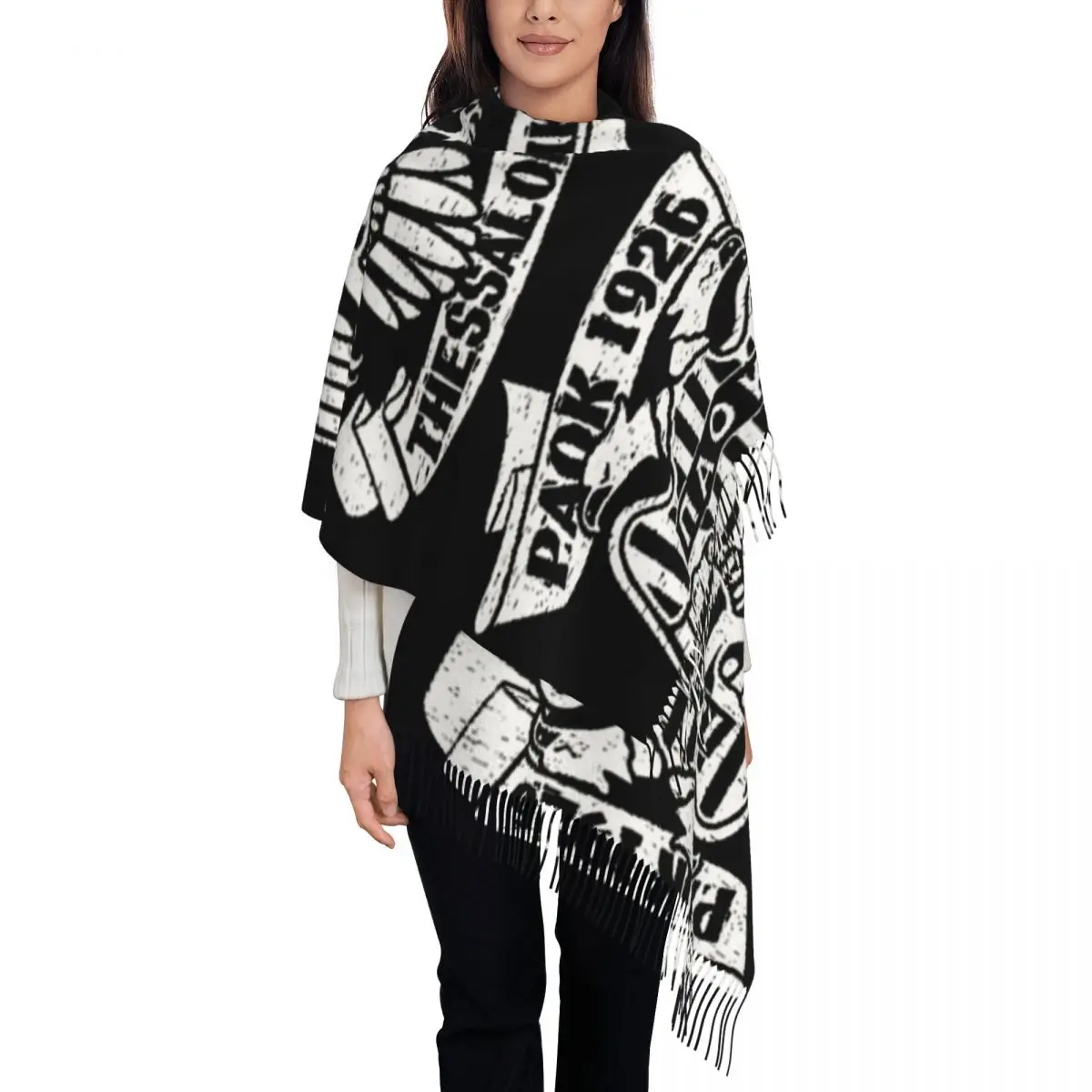 PAOK эксклюзивные шарфы с бахромой женские мягкие теплые шали и палантины длинная