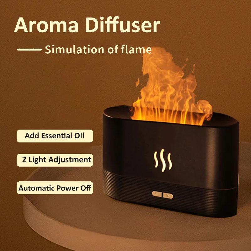 

180ml Ultrasonic Aroma Diffuser Air Humidifier Desktop Cool Mist Maker Fogger Led Essential Oil Flame Lamp Difusor for Bedroom