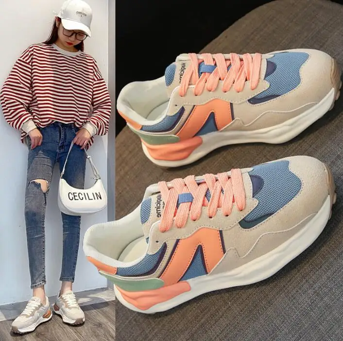 

2022 Women Chunky Dad Sneakers Thick Bottom Platform Vulcanize Casual Running Shoes for Woman Autumn Winter Female Shoes