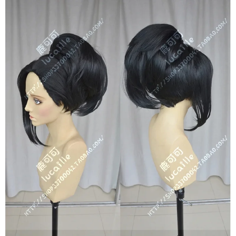 Парик для косплея из аниме Baku no Hero Momo Yaoyorozu короткий черный термостойкий конский