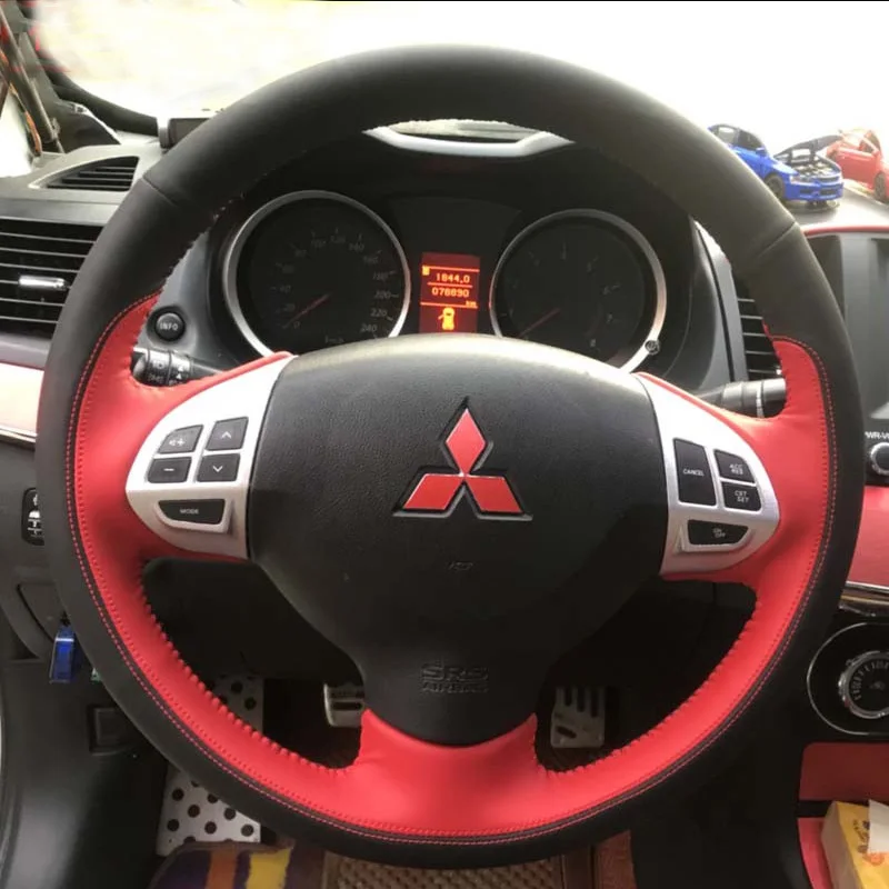 

Для Mitsubishi Lancer X 10 2007-2015 Outlander 2006-2013 ASX 2010-2013 Ручная строчка красная черная кожа