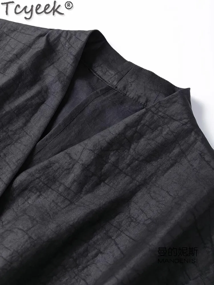 Женское шелковое Платье-миди Tcyeek черное элегантное Платье из натурального шелка