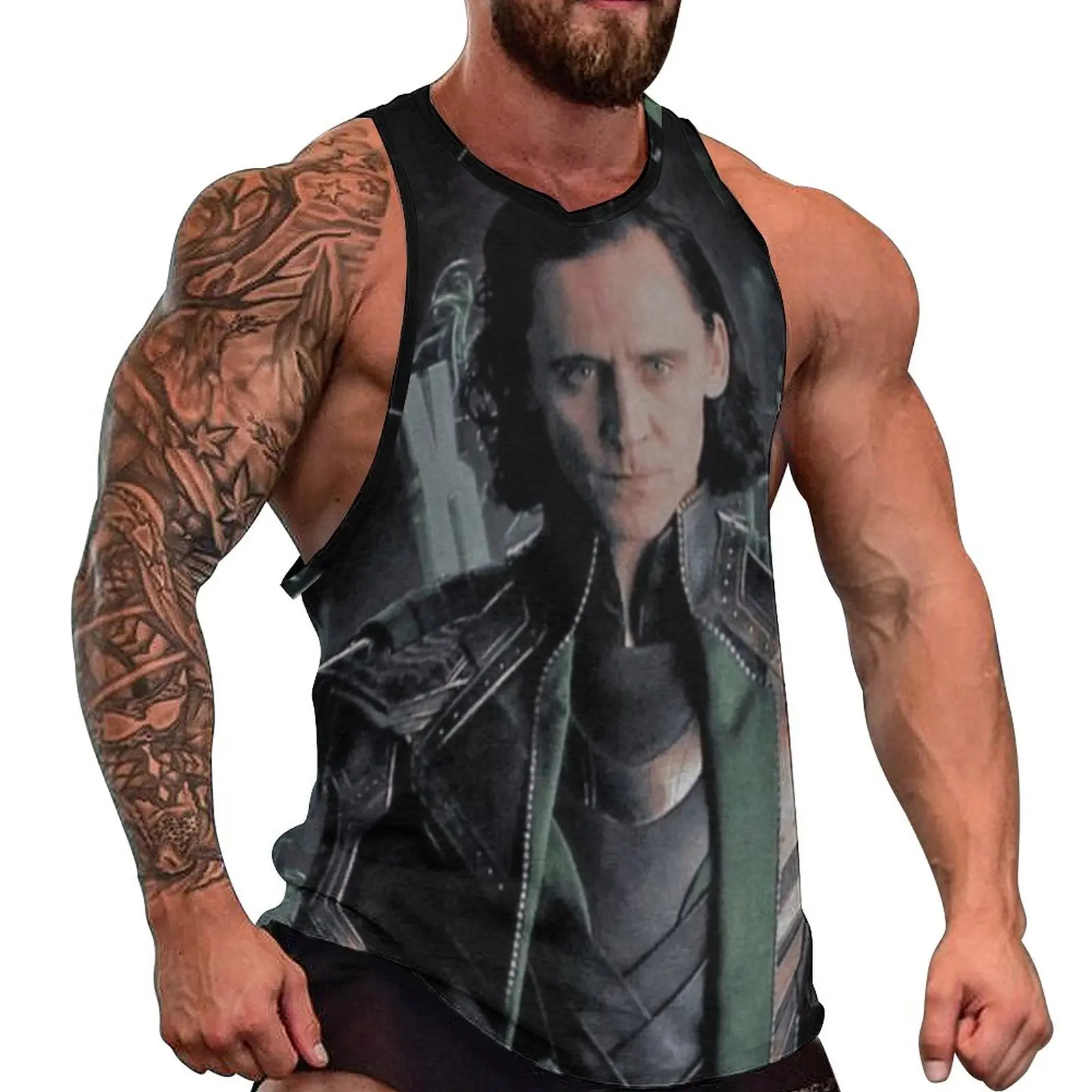 

Tom Hiddleston Art Tank Top Tv Character Trendy Tops Summer Bodybuilding Male Graphic Sleeveless Shirts Big Size 4XL 5XL