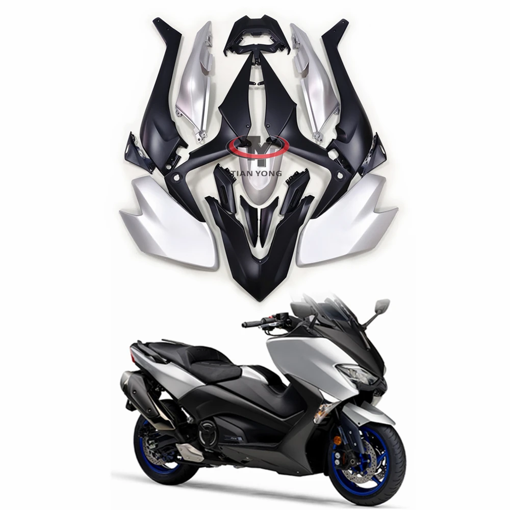 

Кузов мотоцикла для Yamaha TMAX530 матовый серебристый черный TMAX 530 2017 2018 2019 2020 2021 2022 2023 полный комплект обтекателей