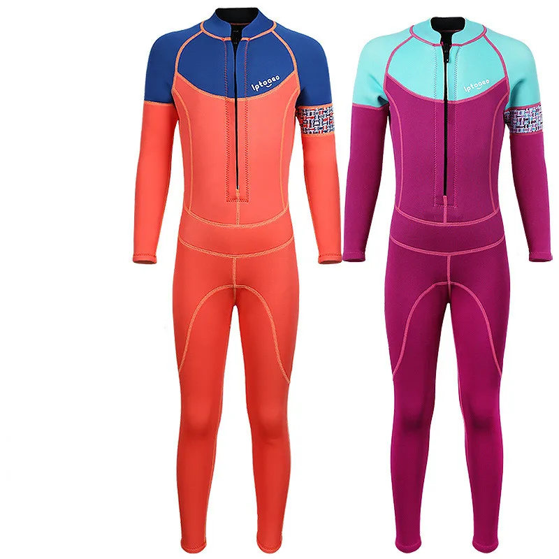

SABOLAY 2MM Neoprene Wetsuit Kids Long Sleeve Swimsuit Warm Children's One-piece Diving Suit for Boys Girls Snorkeling Clothes