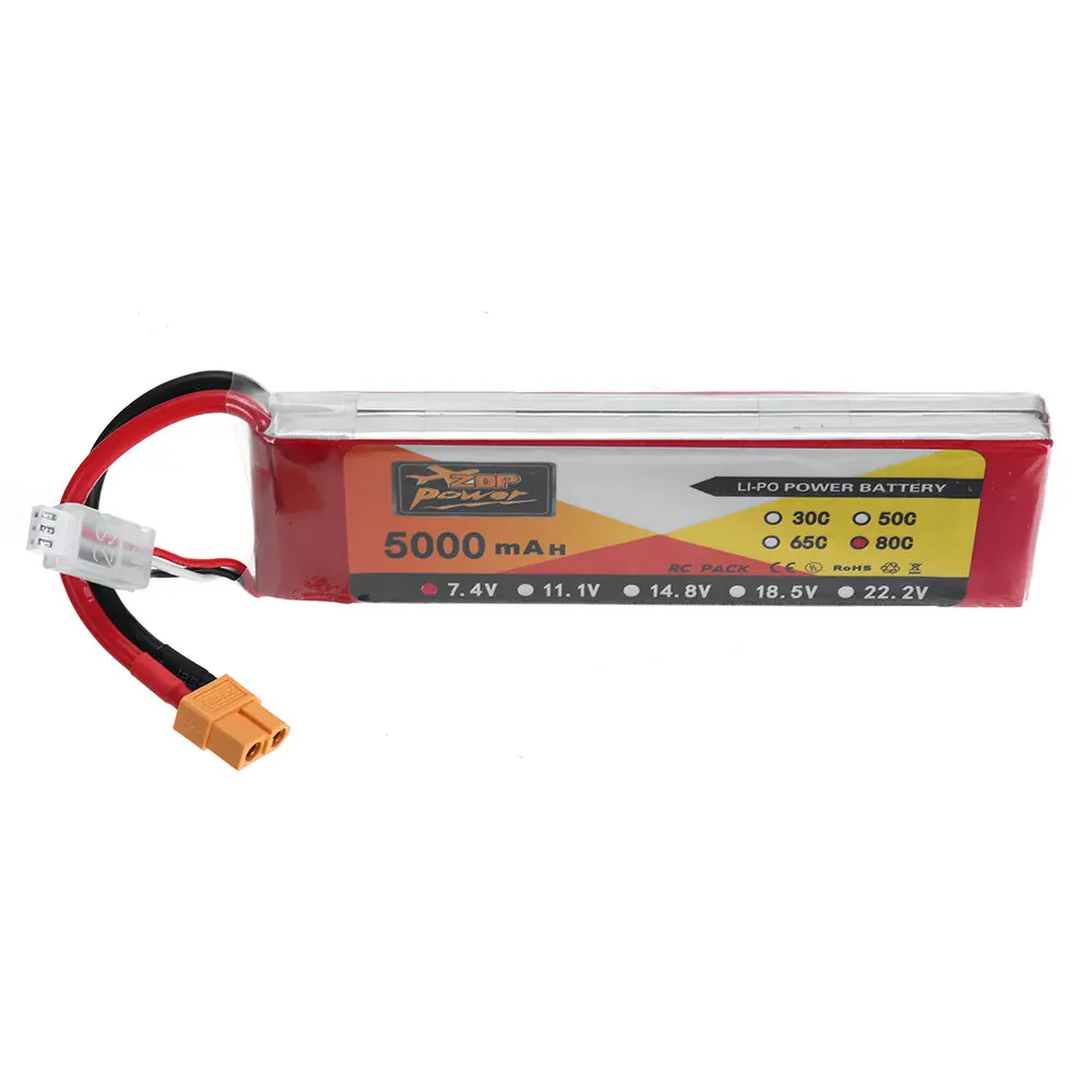 Купи ZOP Power 7, 4 V 5000mAh 80C 2S LiPo Battery XT60 Plug для радиоуправляемого гоночного дрона за 1,799 рублей в магазине AliExpress