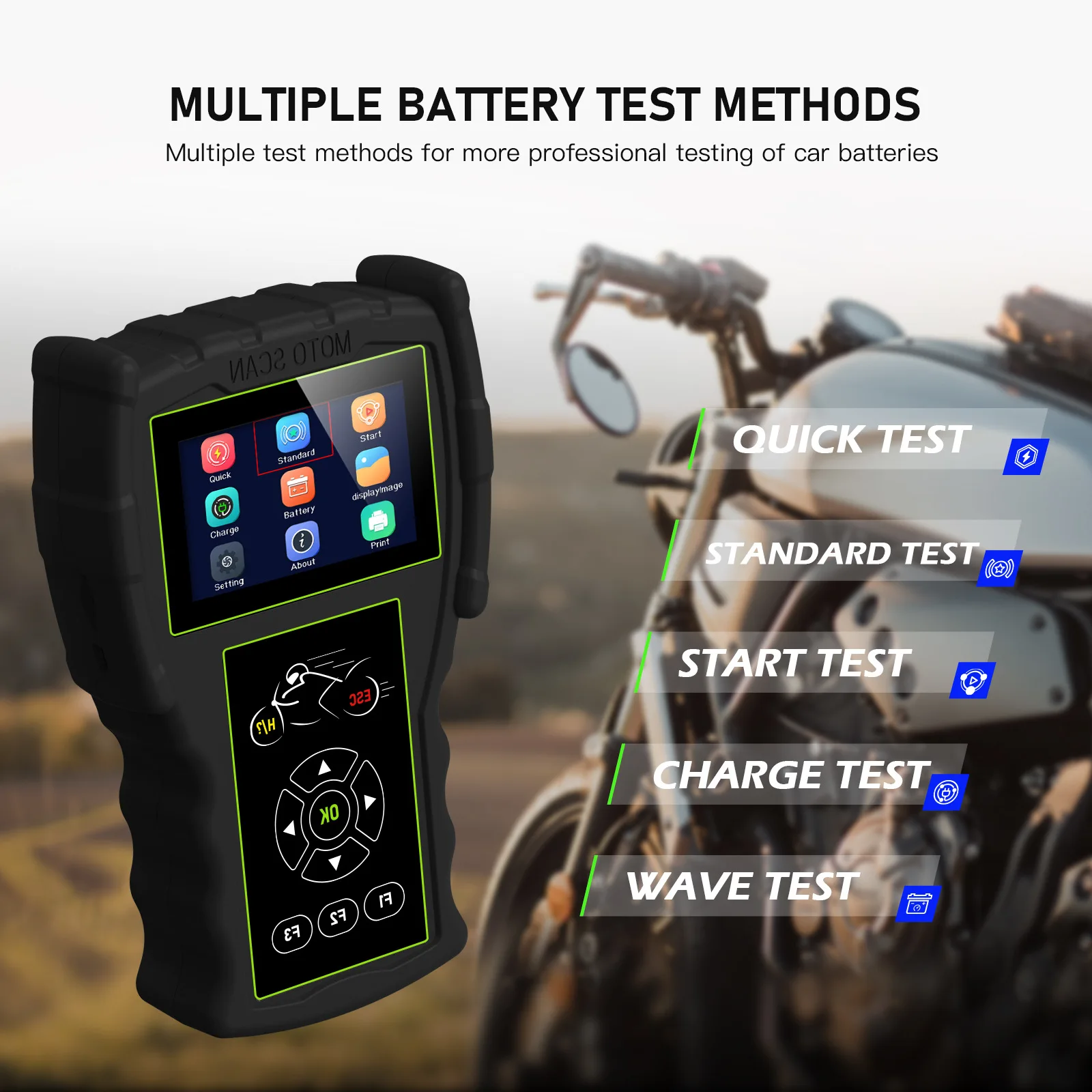 

Motorcycle Diagnostic Scanner Jdiag M100 Pro 2in1 Motorbike OBD Scan Tool Battery Tester