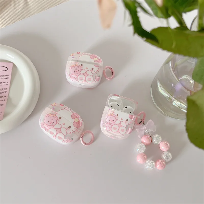 

Чехол для беспроводных наушников Sanrios 3D Hello Kitty Hug Bear, чехол для AirPods 1 2 3 Pro 2, аксессуары для наушников IPhone