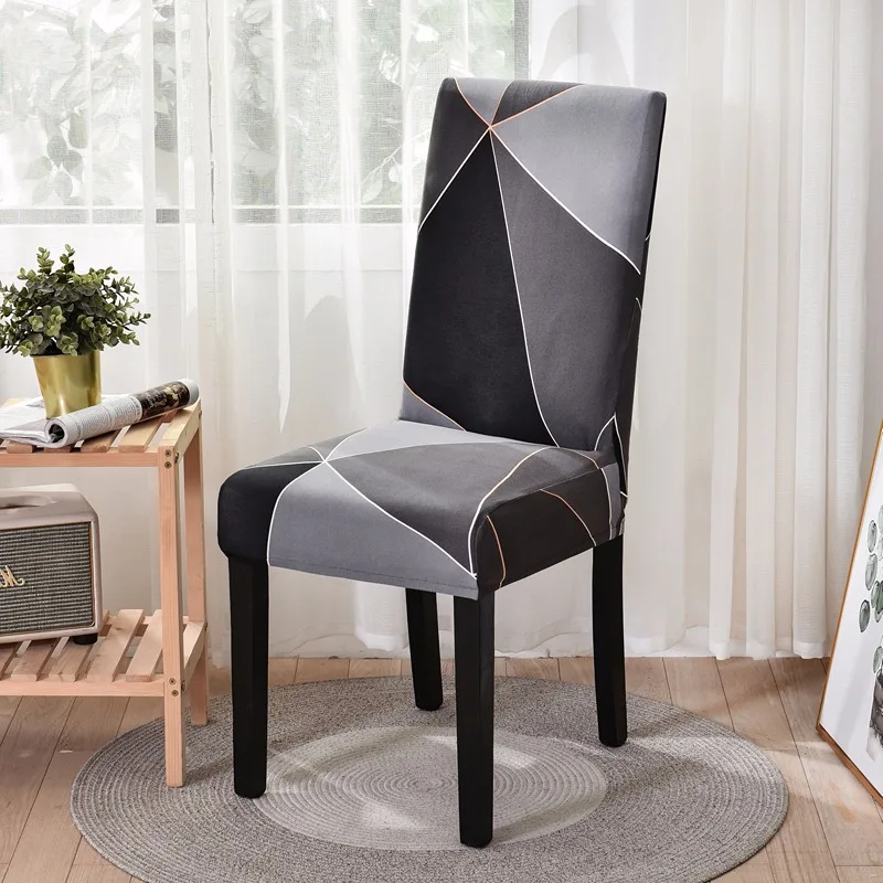 

2PC Geometric Dining Chair Cover Removable Spandex Elastic Chair Slipcover Case Stretch Covers Wedding Hotel Banquet Dining Room