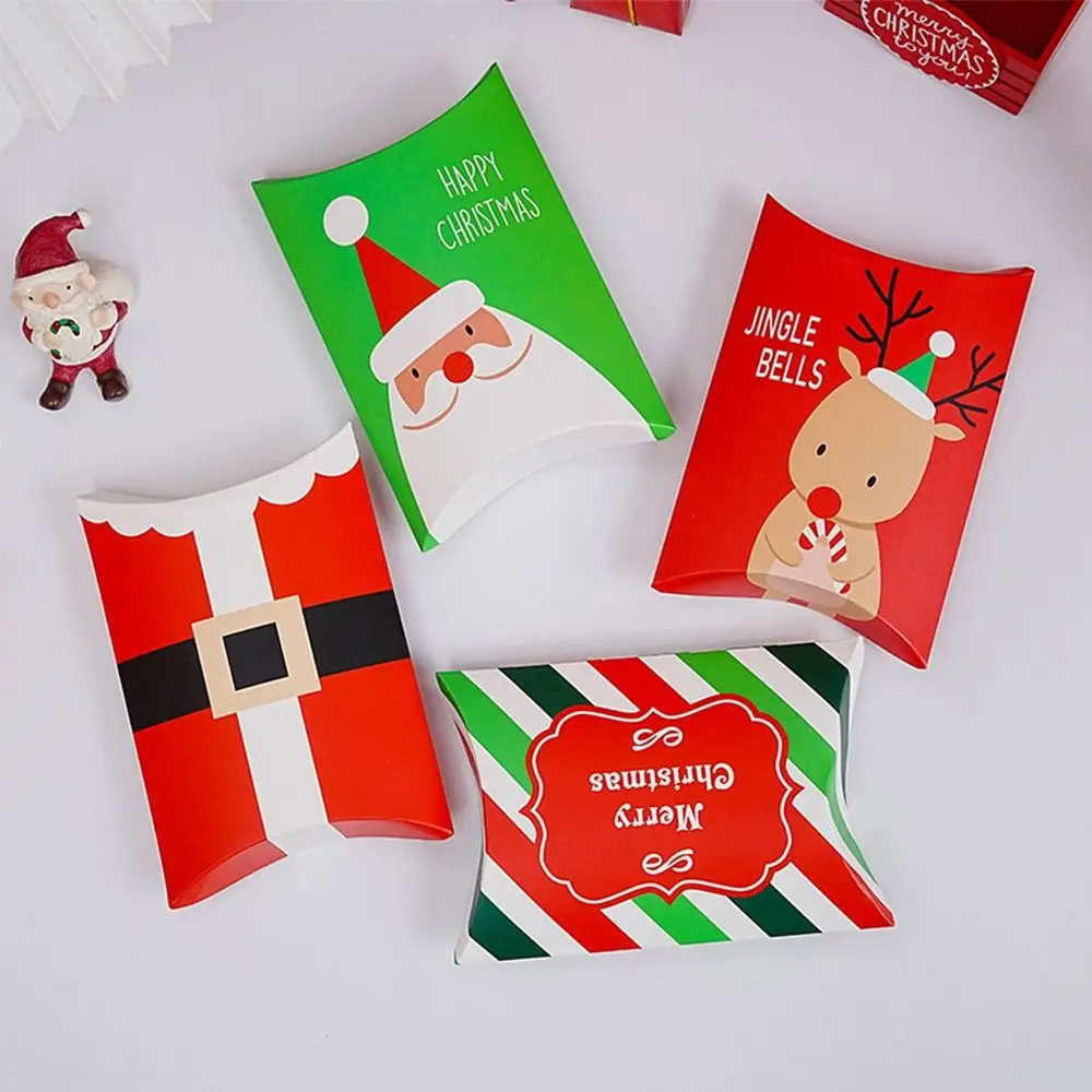 10Pcs Cookie Box Gift For Friend Snowman Printed Favours Sweet Biscuit Candy Boxes Santa Claus Merry Christmas Gifts Packaging - купить по