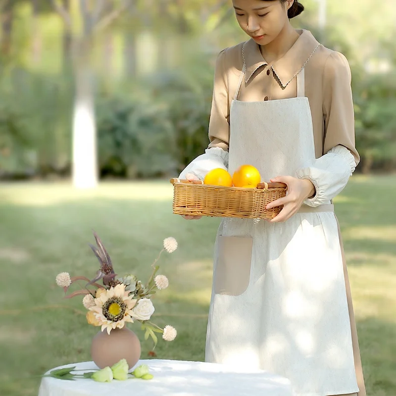 

1 PC Nordic Simple Florist Apron Gardening Coffee shops Cotton Printing kitchen Aprons For Cooking Baking Restaurant Aprons