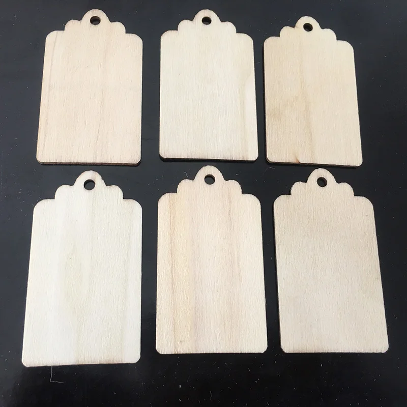 

10pcs 6.8*3.9cm Wood Tags Environmental Wooden Crafts Gift Bags Hang Tag for Wedding Birthday Party Sign Decoration Wooden Cards