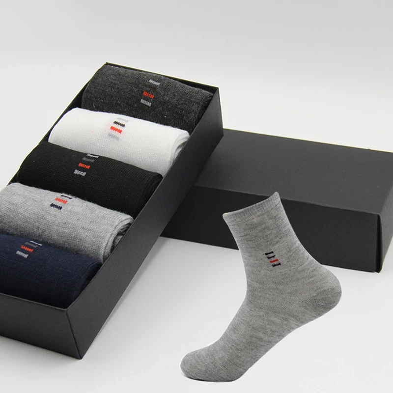 

LKWDer 10 Pcs=5 Pairs Classic Business Brand Men's Socks Calcetines Hombre Socks Men High Quality Cotton Casual Male Socks Meias