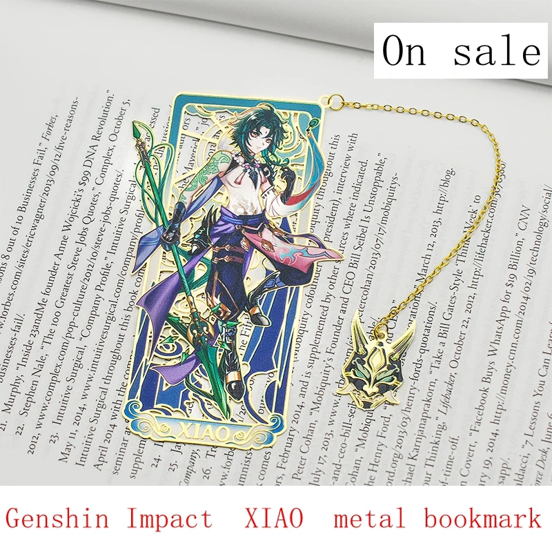 

2022 New Game Genshin Impact XIAO Metal Bookmark Doujin Two-dimensional Anime Peripheral Student Souvenir Gift