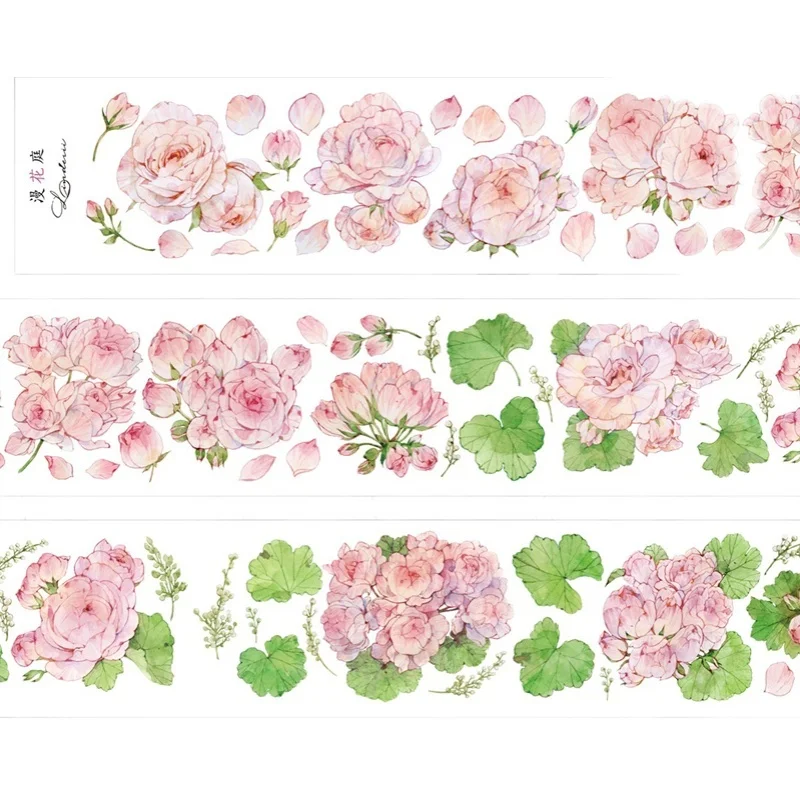 

10meter Pink Purple Floral Journal PET Washi Tape Plant Background