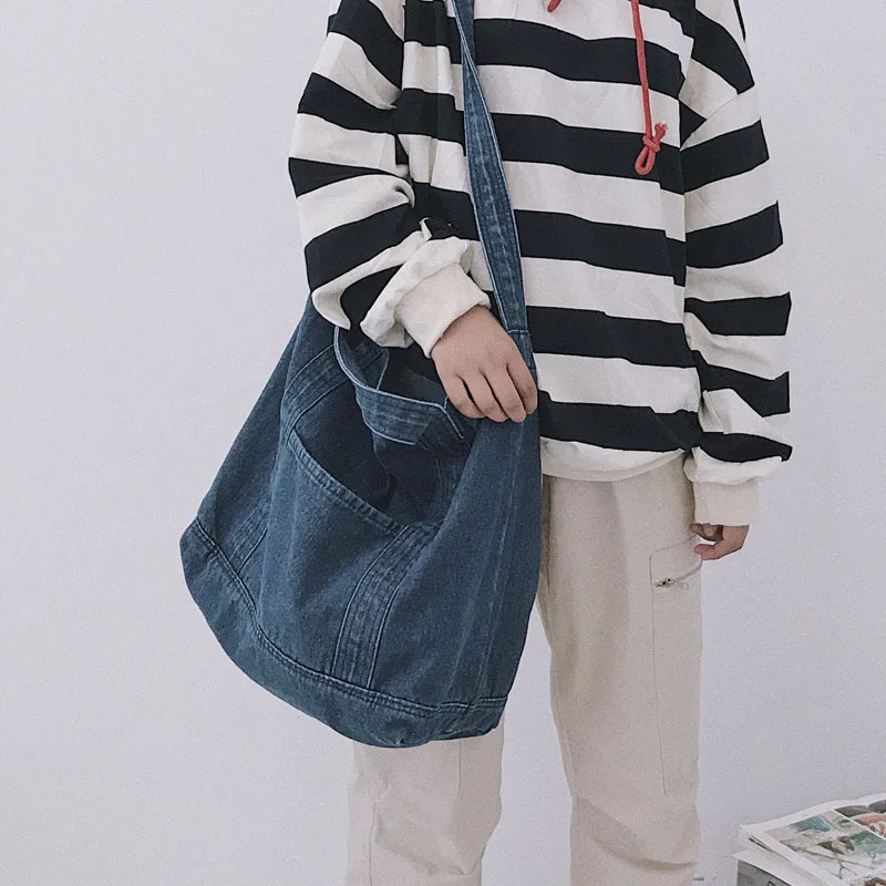 

2018 New Large-capacity Fashion Luxury High-quality Casual Simple Shoulder Messenger Bag All-match Handbag Women's Bag Denim Bag