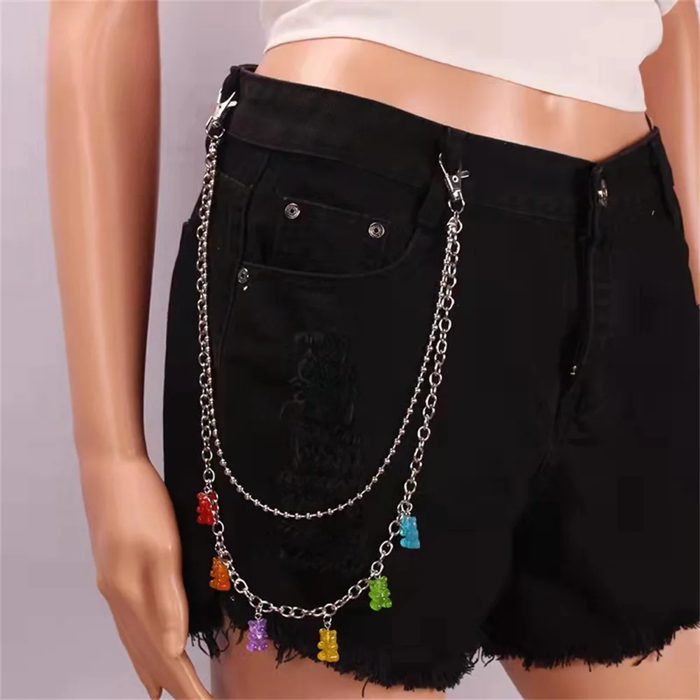 

Candy color resin bear waist chain Street pat Hip Hop Pants chain pendant youth resin pants accessories