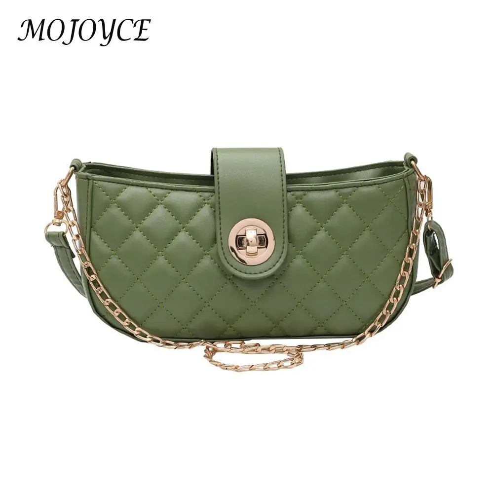 

Fashion Lattice Pattern Women Shoulder Bags PU Leather Chain Crossbody Handbag Popular Simple Female Daily Bag