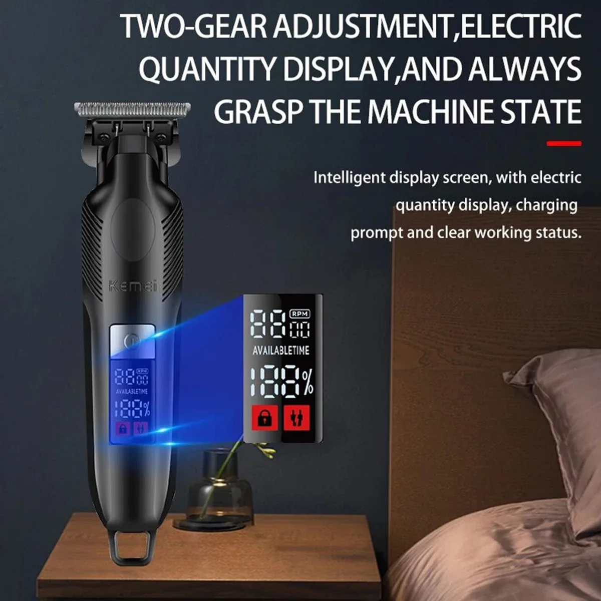 Профессиональная электрическая машинка для стрижки волос Kemei Беспроводная
