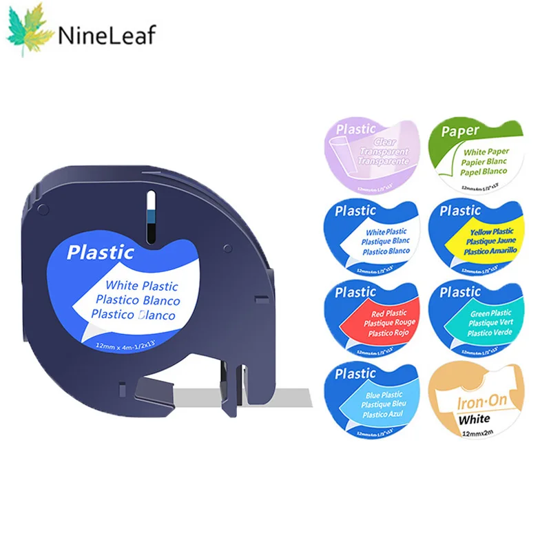 NineLeaf 12mm Compatible for DYMO LetraTag Plastic Tape Label 91330 91331 for LetraTag LT-100T LT-100H Labeling Machine