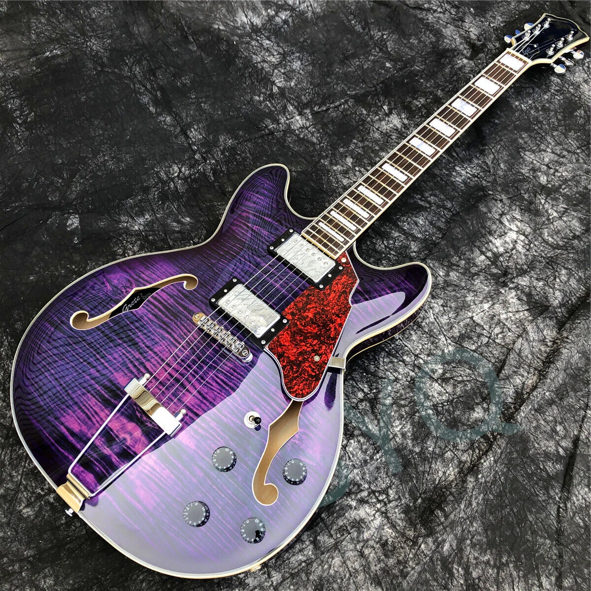 

Grote Purple Burst Maple Semi Hollow Archtop Jazz Electric Guitar F Holes