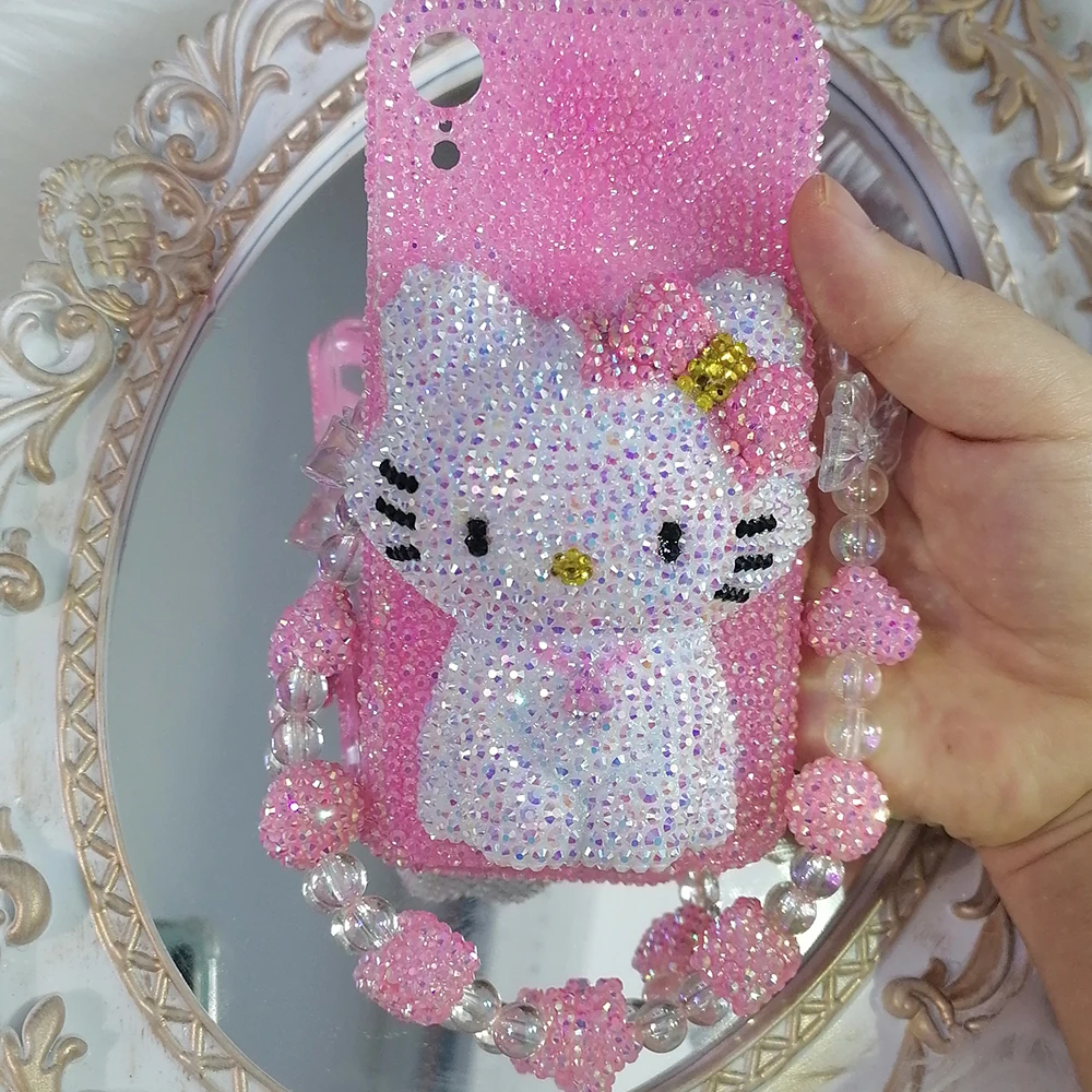 

Rhinestone Bling Crystal Phone Case Chain For iPhone 11 12 13 14 Pro Max X Xs XR 7 8 Plus SE 2 3 10 Transparent Bumper Cover