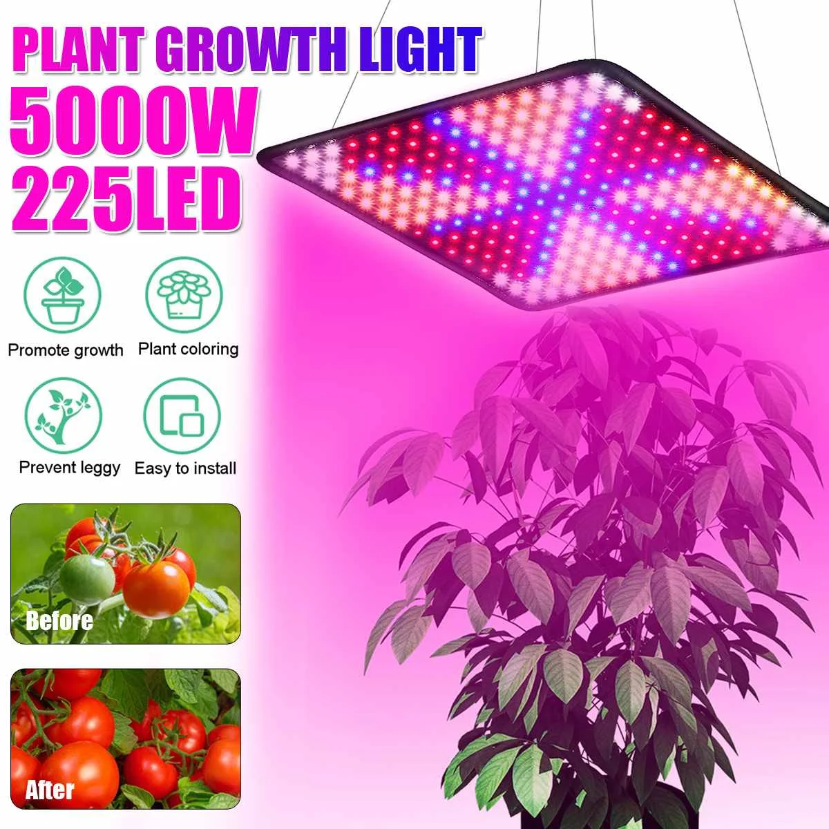 

LED Grow Light 5000W Waterproof Phytolamp 225 Leds Chip Phyto Growth Lamp 265V Full Spectrum Plant Lighting For Indoor Plant