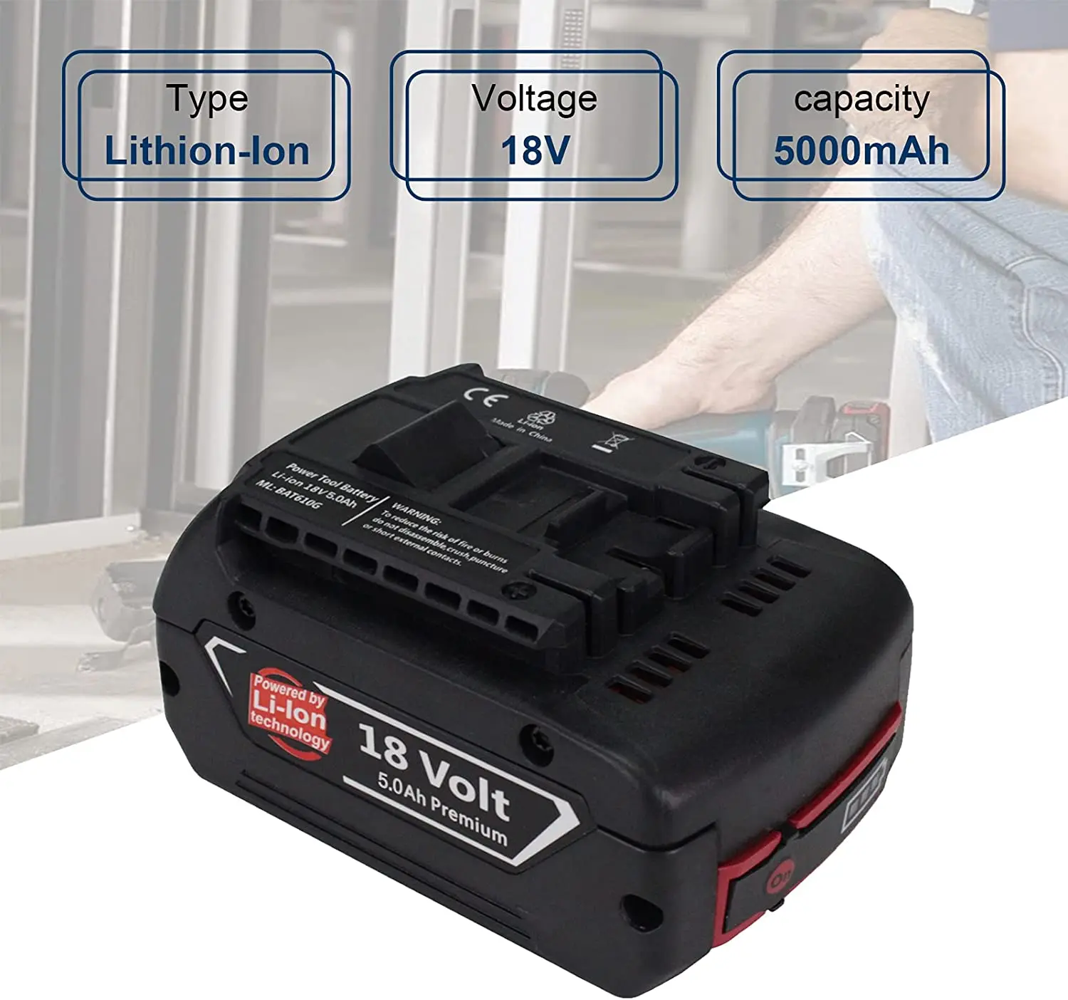 

3 Pack 18V 5000mAh Lithium-Ionen Ersatz Batterie für Bosch 18V BAT620 BAT622 BAT609 BAT618 SKC181-202L Cordless power Tools
