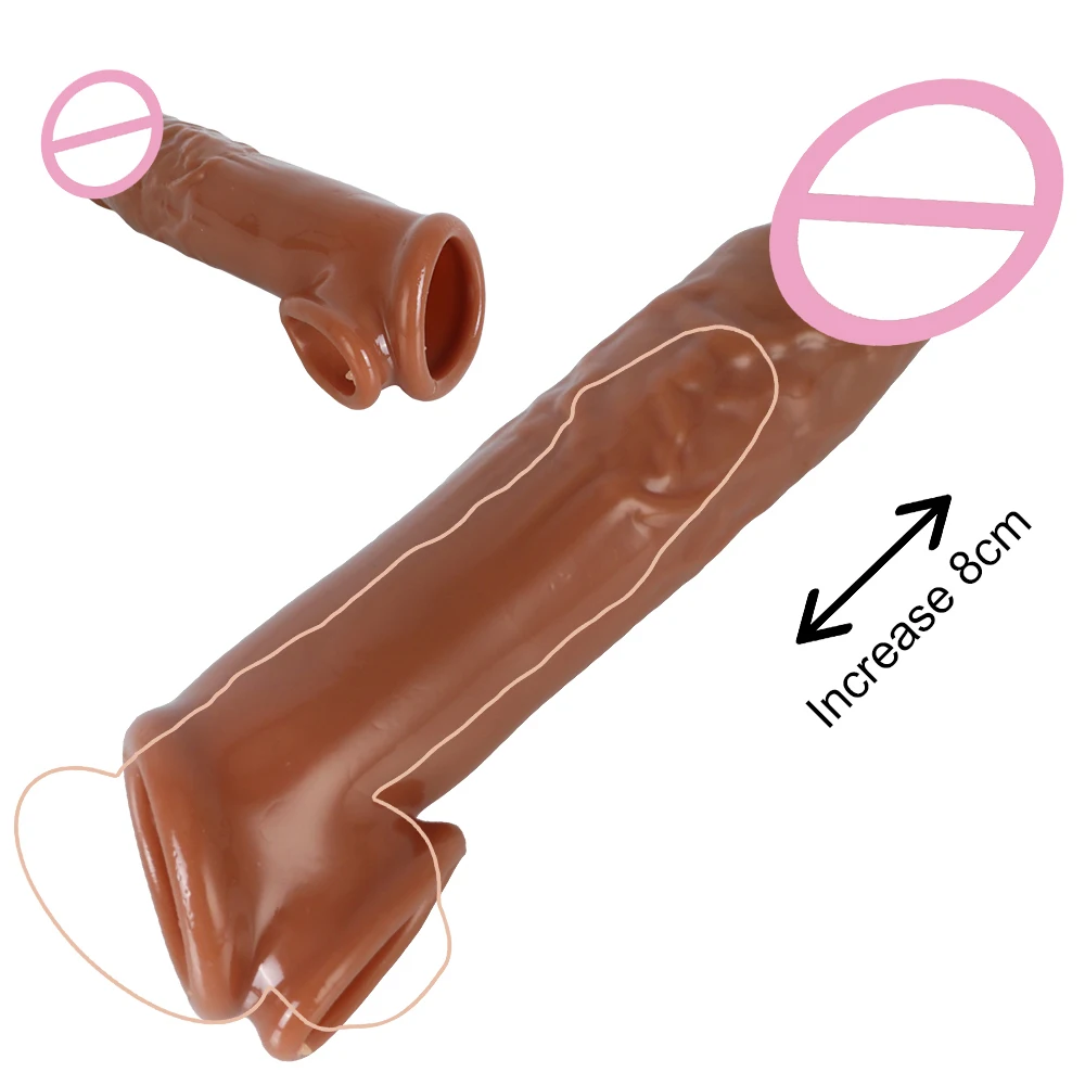 

Penis Sleeve Extender Sex Shop Cock Enlarger Male Delay Ejaculation Realistic Penis Condom 18CM Sex Toys for Men Soft TPE