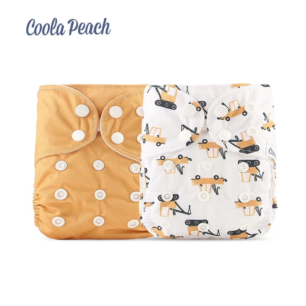

Coola Peach 2Pcs/Set Washable Eco-friendly Baby Cloth Diaper With Liners Ecological Adjustable Nappy Reusable Diaper Fit 3-15KG
